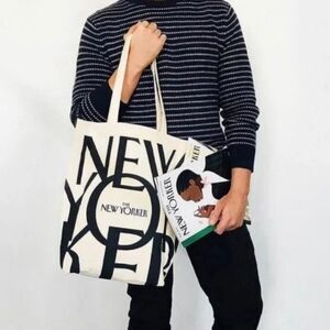 NWOT NEW The New Yorker Canvas Tan Reusable Logo Tote Bag